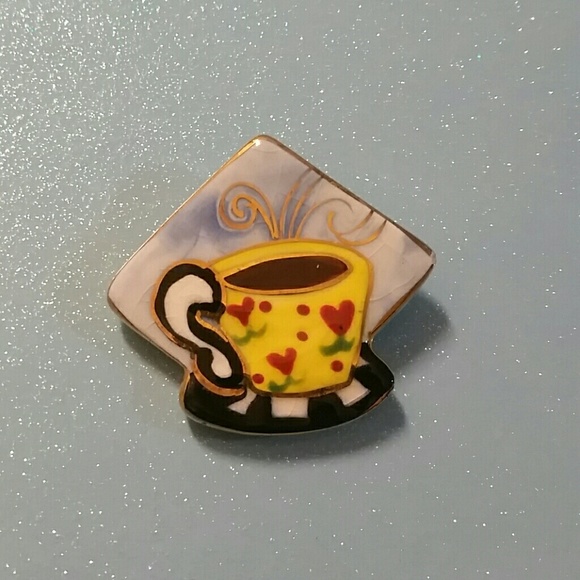 5/$20 - Coffee Cup Ceramic Brooch - Picture 2 of 5